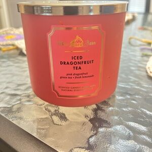 Rare HTF White Barn Pink Iced Dragonfruit Tea Candle 3 Wick 14.5 Oz.